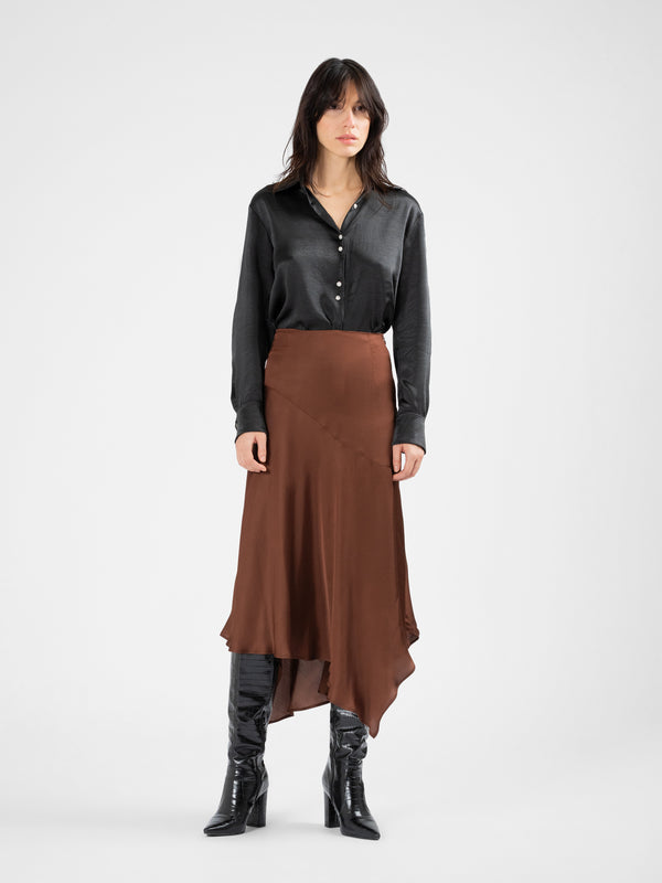 SEIDEN asymmetrical satin skirt